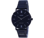 Reloj Casio MTP-VT01B-1B MTPVT01B-1B analógico de acero inoxidable con esfera negra para hombre negro