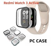 Funda dura de PC de cristal para Redmi Watch 3 Lite, Protector de pantalla de carcasa protectora para Redmi Watch3 Active Watch 3 Redmi Watch 3 Active negro