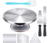 Base giratoria para pasteles, soporte para pasteles de 12 pulgadas de diámetro, 360 grados, para dulces, glaseado en ángulo, horneado, decoración para pasteles, juego de 7, aprox.