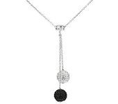 Collar Tú y Yo - LOVA LOLA VAN DER KEEN - Plata de Ley 925 - Cristales Blancos y Negros - 42 cm
