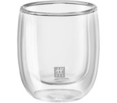 Taza de café espresso de vidrio de doble pared ZWILLING de 80 ml, 2 piezas, vaso resistente al calor, aislamiento térmico, estructura doble, apto para microondas puro