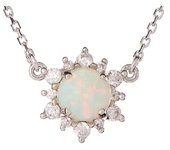 Les Trésors De Lily [R3712] - Collier argent artisanal 'Déesse Opale' Blanc argenté (rhodié) - 7 mm