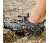 Zapatos de senderismo transpirables Unisex con punta protectora, zapatos de senderismo para hombre y mujer, sandalias antideslizantes para exteriores, zapatos de agua de secado rápido 44 negro