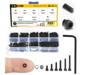 Tornillos de cabeza hexagonal negros M2 métricos 660, acero de aleación de grado 12.9, kit de arandelas y tuercas hexagonales métricas