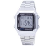 Casio Digital Stainless Steel Alarm Chrono Dual Time A178WA-1ADF A178WA-1A Reloj Hombre gris