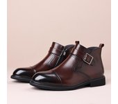 Botas Chelsea de piel auténtica para hombre: estilo formal de negocios, estilo británico retro, botas cortas para motociclista 40 negro