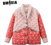GMXIA Chaquetas y abrigos con cuello tipo POLO de manga larga para otoño e invierno con estampado de Color sólido informal vintage para mujer S