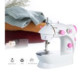 Mini máquina de coser ajustable, 2 velocidades, doble hilo, portátil, eléctrica, multifunción para el hogar US Plug color rosa