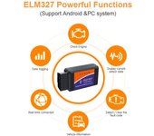 Lector de código ELM 327 V2.1 OBD2 Bluetooth ELM327 OBDII Accesorios para automóviles OBD2 Herramientas de diagnóstico para automóviles Escáner Universal negro