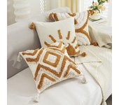 Funda de almohada bordada con mechones bohemios para sofá o dormitorio, cojín lumbar 45*45cm [Single Pillowcase]