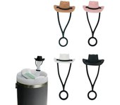 1/4Pcs Splash Proof Silicone Cowboy Hat Straw Covers for Stanley Cup 30 40 oz 10mm Straws Black-4pcs