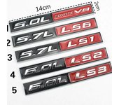 1 emblema de metal 3D para coche, 5,0 L, 5,7 L, 6,0 L, 6,8 L, LS1, LS2, LS3, LS6 COYOTE V8, insignia para carrocería, pegatina para maletero, para Dodge, Jeep, Chevrolet, Ford, etc. 1