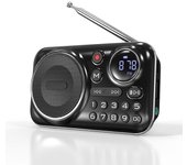 Walkman portátil multifuncional F21 para exteriores, radio FM, altavoz Bluetooth, reproductor de música MP3, compatible con grabación con auriculares negro