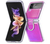 Funda antideslizante portátil con anillo para dedo para teléfono Samsung Galaxy Z Flip4 5g Flip 4 Flip3 Flip 3, funda protectora de lujo a la moda for Samsung Z Flip 4 rojo rosa