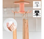 Estante giratorio para utensilios de 360 ​​grados, soporte de gancho para pared, soportes de almacenamiento de herramientas de cocina para armario de baño, organizador colgante negro