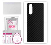 apgo Protective Skin Sticker for the back compatible with Sony Xperia 5, Wrap Film, Foil, Vinyl - Pattern Carbon Black