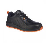Zapatillas de deporte de seguridad de Compositelite de cuero perforado para hombre de Portwest 11 UK negro/naranja