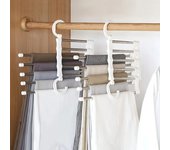 Perchero mágico 5 en 1 para pantalones, de acero inoxidable, plegable, para colgar corbatas, organizador de armario para dormitorio, almacenamiento de guardarropa negro