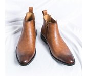 Zapatos de moda retro para hombre, color marrón, botas Chelsea de cuero puntiagudas, zapatos de vestir de caña alta para hombre, calzado, zapatos de vestir para hombre 38