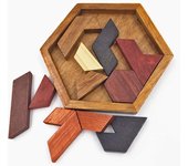 Rompecabezas de madera hexagonales, juego de inteligencia, juguetes educativos para niños, adultos, tablero Tangram, rompecabezas de inteligencia, juguetes Montessori, regalos