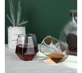 Vaso de diamante con borde dorado de estilo europeo, vaso de plástico Hexagonal transparente para el hogar, vaso de whisky, vaso de vino extranjero Hexagonal B