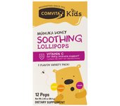 Comvita, for children, Manuka Honey Soothing Lollipop, ages 3 and up, lemon, orange, grape, 12 packs, 80.4 g (2.84 oz)