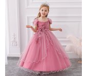Vestido de princesa de un solo hombro para niña - Disfraz de actuación con falda larga abullonada 140cm