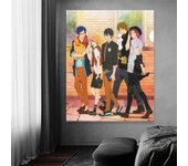 Marco de madera maciza Japón Anime Iwatobi Swim Club Arte de la pared Decoración del hogar Papel tapiz Cuadro decorativo de la pared para la sala de estar Impresiones artísticas de la pared de los niños 15*20cm(with frame)