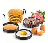 Venta caliente Anillos para huevos Moldes para huevos de acero inoxidable para freír Anillo redondo para cocinar huevos para cocinar en plancha Anillos para huevos fritos para cocinar en el desayuno negro