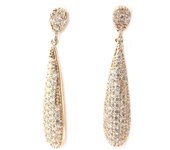 Les Trésors De Lily [N6908] - Pendientes 'Sissi' bañados en oro - oro rosa - 35x7 mm (oro rosa) blanco