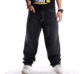 Nuevos pantalones vaqueros de moda de otoño para hombre Hip-Hop Rock holgados pantalones vaqueros largos geniales para hombres de talla grande 30 negro