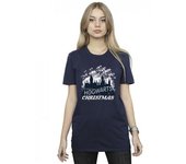 HARRY POTTER Camiseta Boyfriend de algodón navideño de Hogwarts para mujer/señora L blanco
