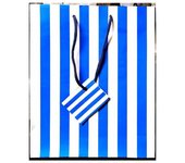 Unique Party Bolsa de regalo a rayas One Size azul/blanco