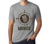 Camiseta vintage para hombre con gráfico No Wrong Way Munich gris jaspeado XS gris heather