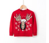 Otoño e invierno, suéter de Navidad de dibujos animados para niños, jersey de moda para niños, tejido 100 rojo