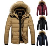 Chaqueta gruesa de invierno cálido al aire libre para hombre, chaqueta con capucha y bolsillo con cremallera XXXXL caqui