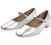 Where's That From Zapatos de ballet de tacón bajo y ancho con detalle de hebilla de PU Minsk para mujer/señoras 4 UK Wide plata