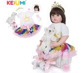 KEIUMI-Muñecas de juguete Reborn realistas de 24 pulgadas, cuerpo de tela para niña, muñecas Reborn de princesa a la moda, vestido de juguete para chico, regalos de vacaciones 24 inch marrón