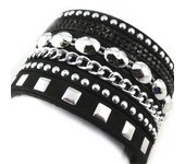 Les Trésors De Lily [N1609] - Bracelet Créateur 'Scarlett' noir argenté negro