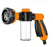 Manguera de jardín portátil con boquilla de espuma de alta presión ajustable de 8 funciones para lavado de autos shower head naranja