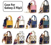 Funda de cuero con pañuelo de seda para Samsung GALAXY Zflip 4/3, funda de pantalla plegable de 6.ª generación Z FLIP 3 amarillo