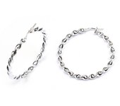 Les Trésors De Lily [M9459] - Créoles Argent 'Torsades' argenté (rhodié) - 45x4 mm plata
