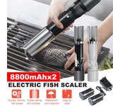 Limpiador eléctrico de pescado recargable 8800MA para escaladores de pescado, removedor de pescado limpio portátil, raspador descalcificador, herramientas para mariscos negro