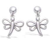 Les Trésors De Lily [N6894] - boucles Argent 'Libellules' argenté (rhodié) - 15x10 mm plata