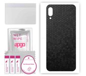 apgo Protective Skin Sticker for the back compatible with Wiko View3 Lite, Wrap Film, Foil, Vinyl - Pattern Black Honeycomb