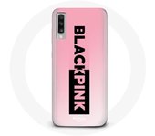 Coque pour Samsung Galaxy A70 Blackpink Groupe de K-pop Logo Noir Rose Fond Rose