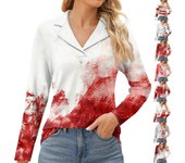 Blusa de manga larga con cuello en V y estampado de Halloween para mujer XXXL