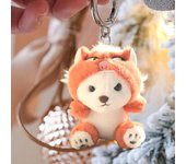 Llavero con colgante de oso de peluche de dibujos animados, acabado fino, llavero, mochila, bolso, accesorios para muñecas. rojo rosa