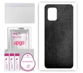 apgo Protective Skin Sticker for the back compatible with Xiaomi Mi 10 Youth 5G, Wrap Film, Foil, Vinyl - Pattern Black Leather