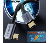 KEYSION USB4.0 Cable de datos de 40Gbps USB C a tipo C Thunderbolt 3 8K @ 60Hz Cable de datos PD 100W 5A Cable de carga rápida para Macbook Pro 0.5m negro